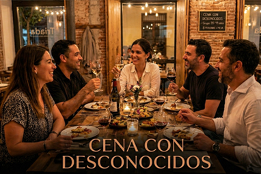 Cena con desconocidos en Madrid grupo de amigos conociéndose